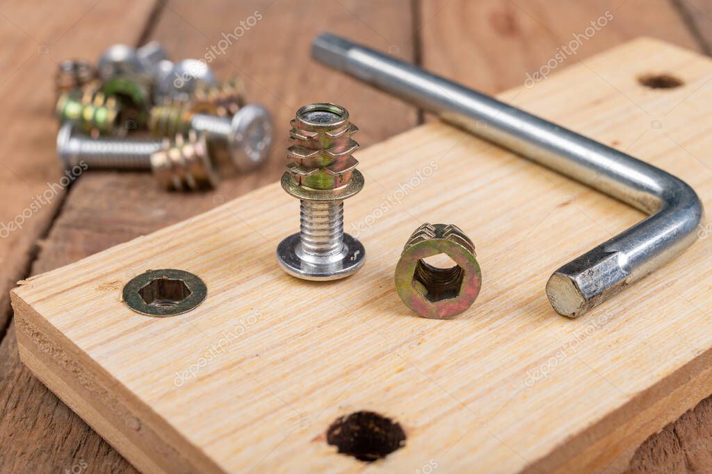 家具のネジのクローズアップ